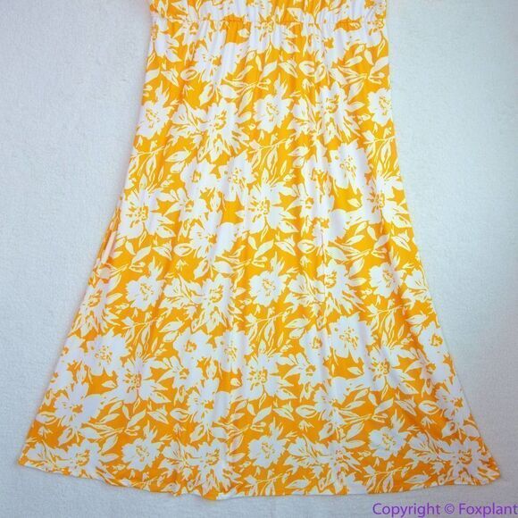 NEW Eloquii yellow floral Dolman Sleeve Maxi Dress with Slit,18 - Picture 5 of 16